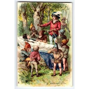 Vintage Little Snow White & Seven Dwarfs Raphael Tuck Postcard 1900s